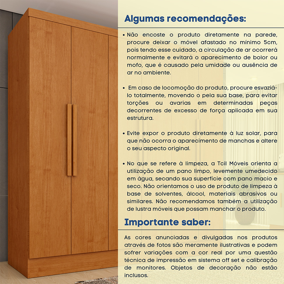Guarda-Roupa Casal Vietri sem Pés 6 Portas 4 Gavetas Cinamomo