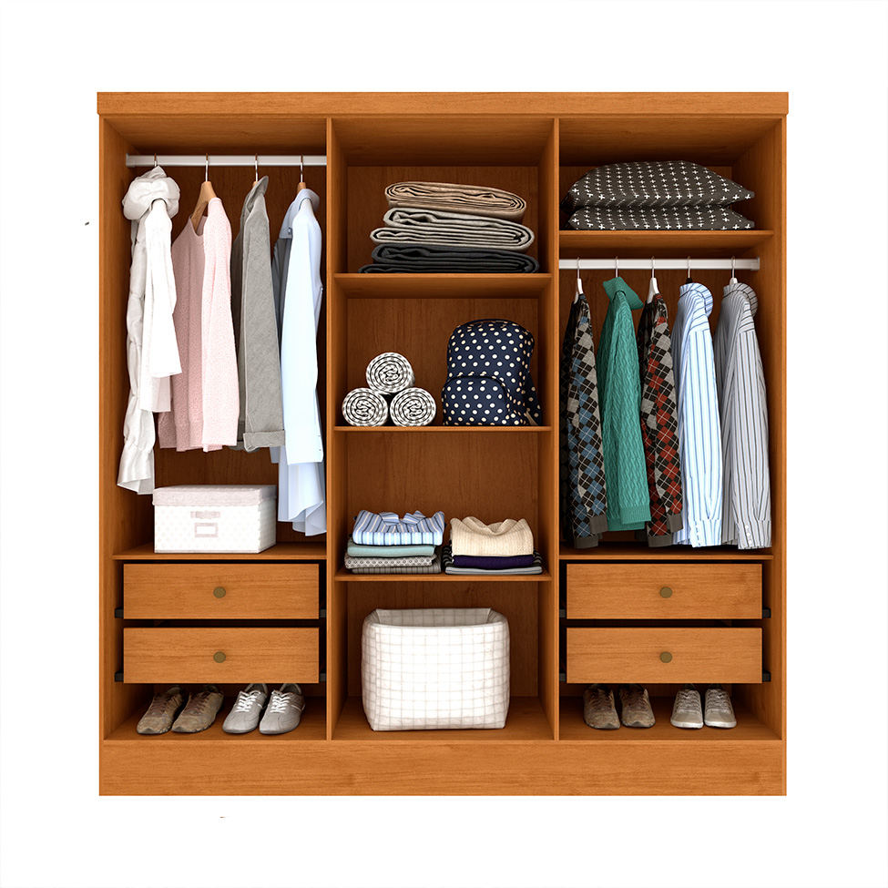 Guarda-Roupa Casal Vietri sem Pés 6 Portas 4 Gavetas Cinamomo e Off White