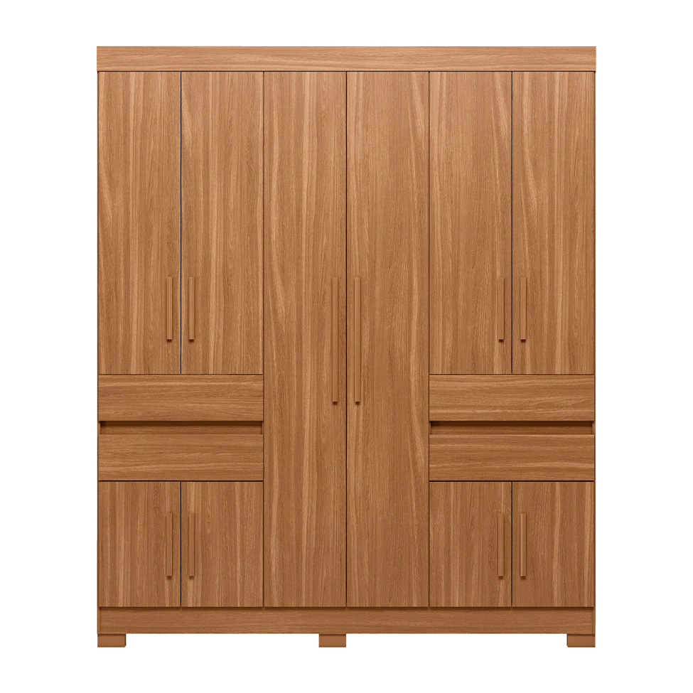 Guarda-Roupa Casal Vizanno 10 Portas 4 Gavetas Amêndola Touch