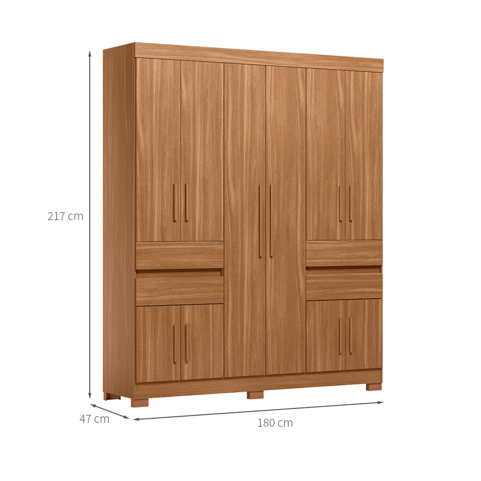 Guarda-Roupa Casal Vizanno 10 Portas 4 Gavetas Amêndola Touch