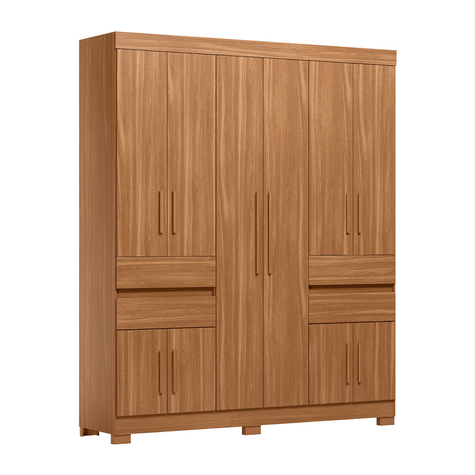 Guarda-Roupa Casal Vizanno 10 Portas 4 Gavetas Amêndola Touch