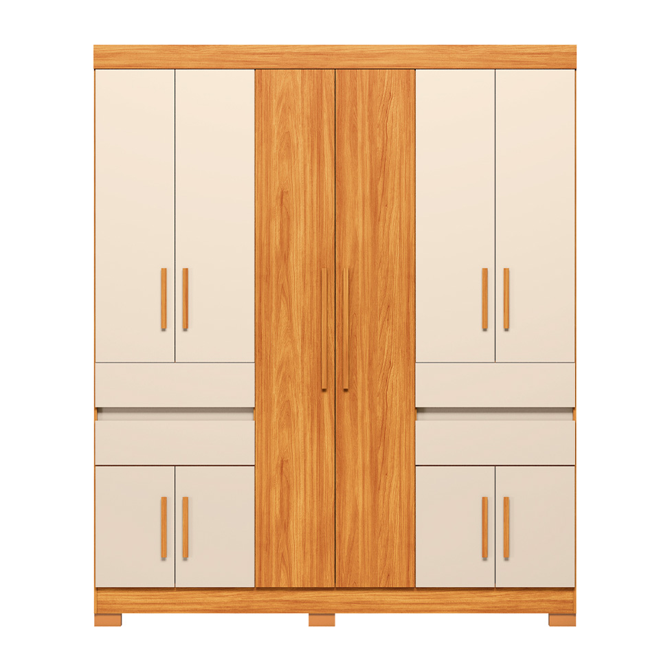 Guarda-Roupa Casal Vizanno 10 Portas 4 Gavetas Cinammon e Off White
