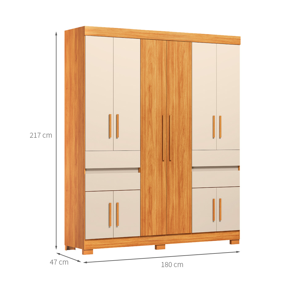 Guarda-Roupa Casal Vizanno 10 Portas 4 Gavetas Cinammon e Off White