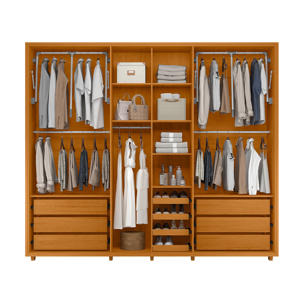 Guarda-Roupa Casal Volpi 6 Portas 6 Gavetas Cinamomo e Off White
