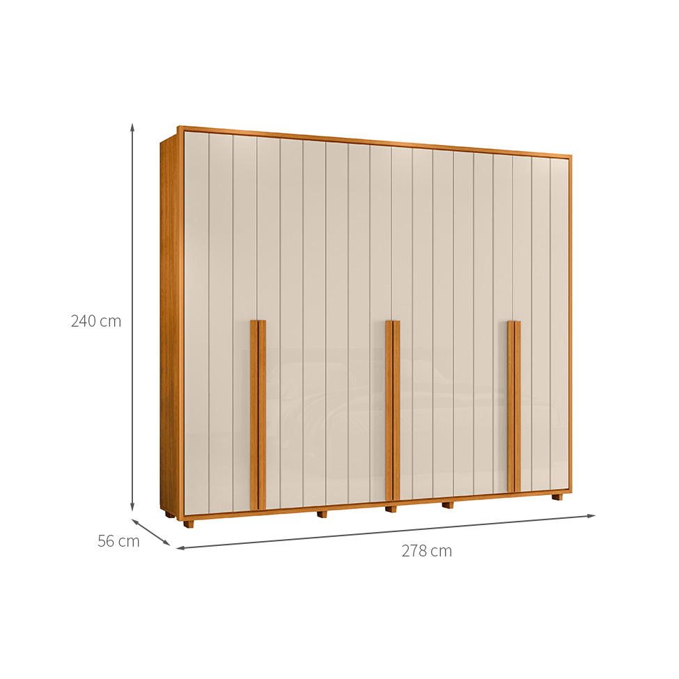 Guarda-Roupa Casal Volpi 6 Portas 6 Gavetas Cinamomo e Off White
