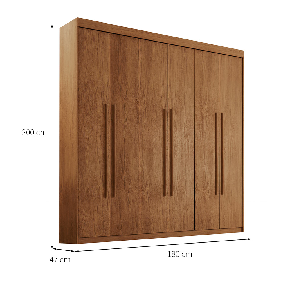 Guarda-Roupa Casal Xangai 6 Portas 2 Gavetas Imbuia