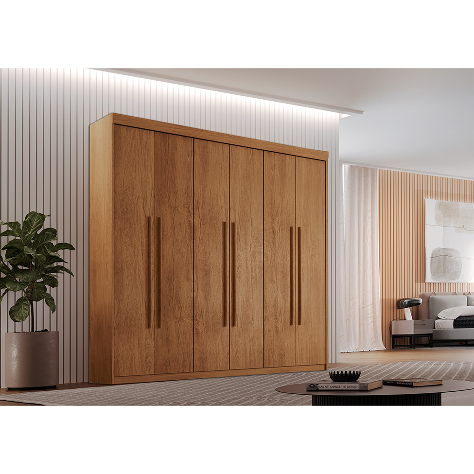 Guarda-Roupa Casal Xangai 6 Portas 2 Gavetas Imbuia