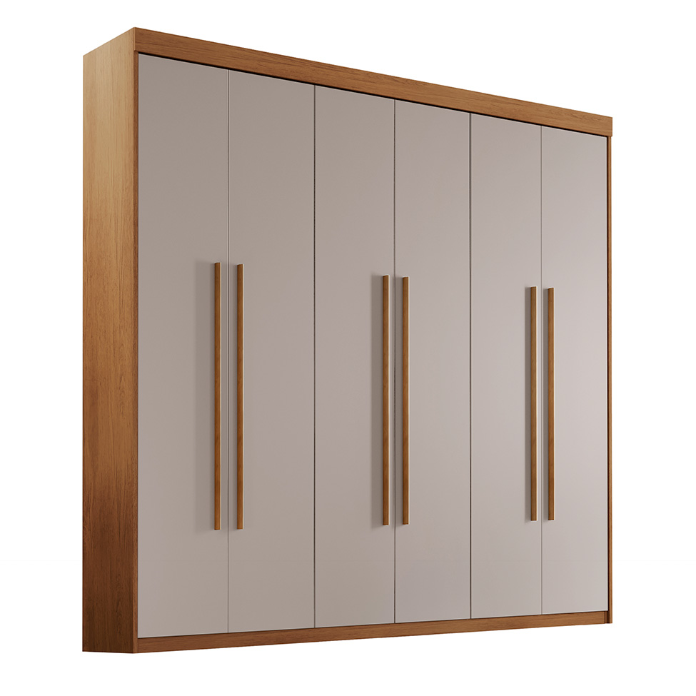 Guarda-Roupa Casal Xangai 6 Portas 2 Gavetas Imbuia e Off White