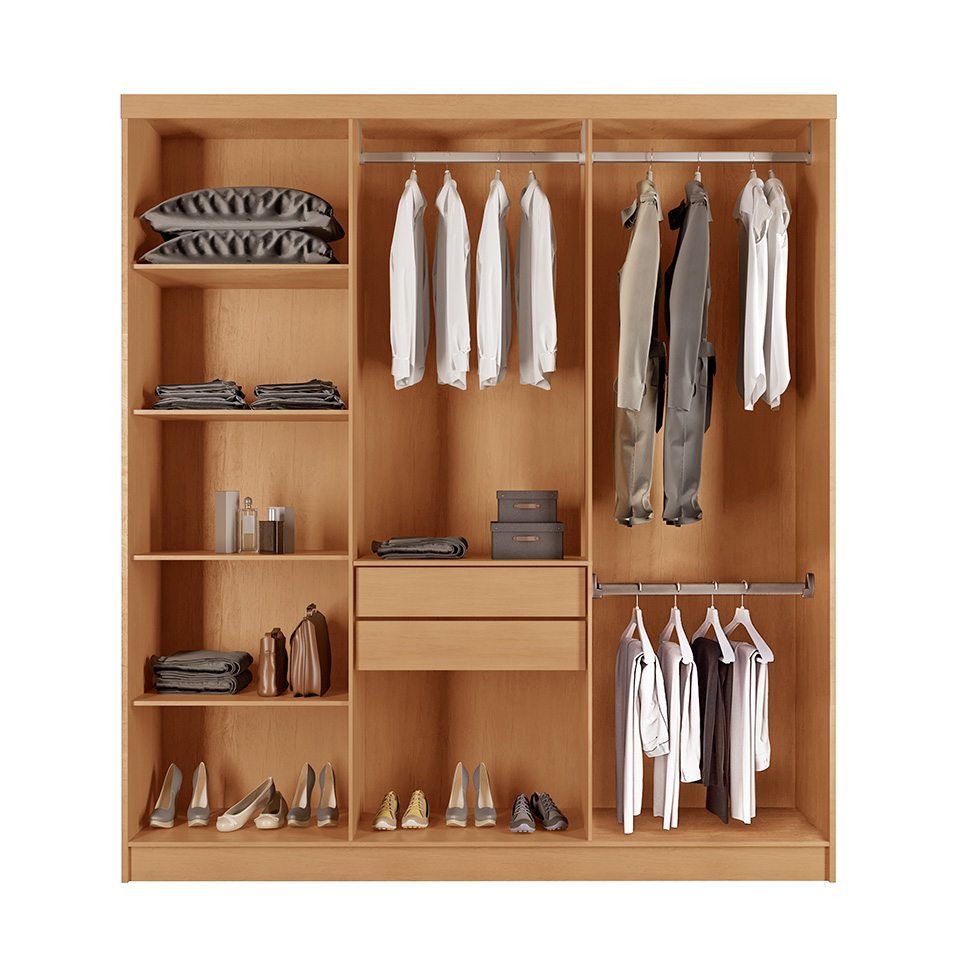 Guarda-Roupa Casal Xangai 6 Portas 2 Gavetas Imbuia e Off White