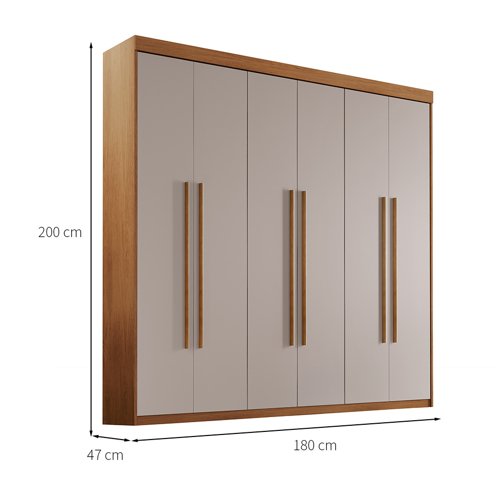 Guarda-Roupa Casal Xangai 6 Portas 2 Gavetas Imbuia e Off White