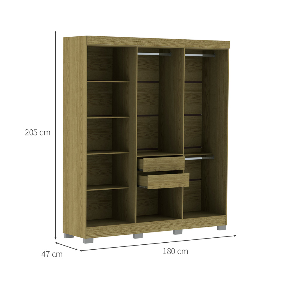 Guarda-Roupa Casal York 6 Portas 2 Gavetas Freijó e Off White