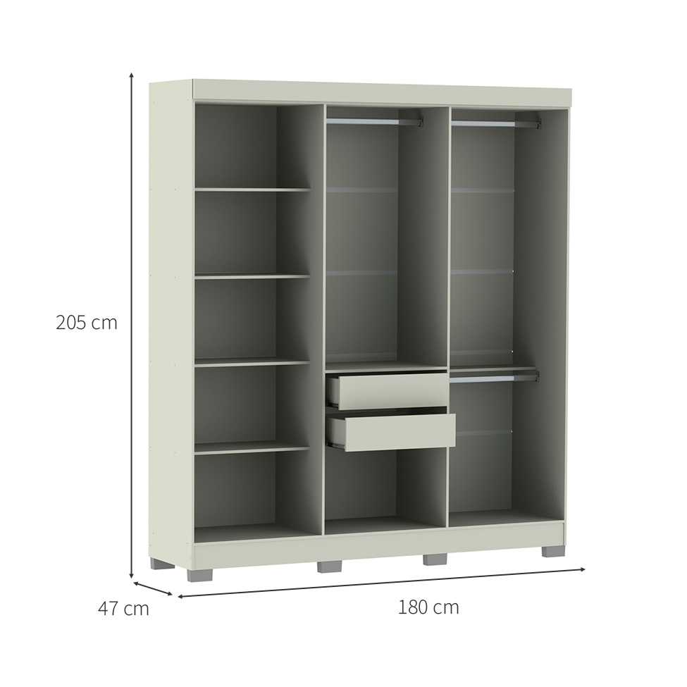 Guarda-Roupa Casal York 6 Portas 2 Gavetas Off White