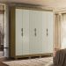 Guarda-Roupa Casal York 6 Portas 2 Gavetas Off White e Freijó