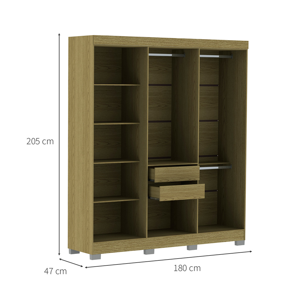 Guarda-Roupa Casal York 6 Portas 2 Gavetas Off White e Freijó