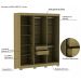 Guarda-Roupa Casal York 6 Portas 2 Gavetas Off White e Freijó