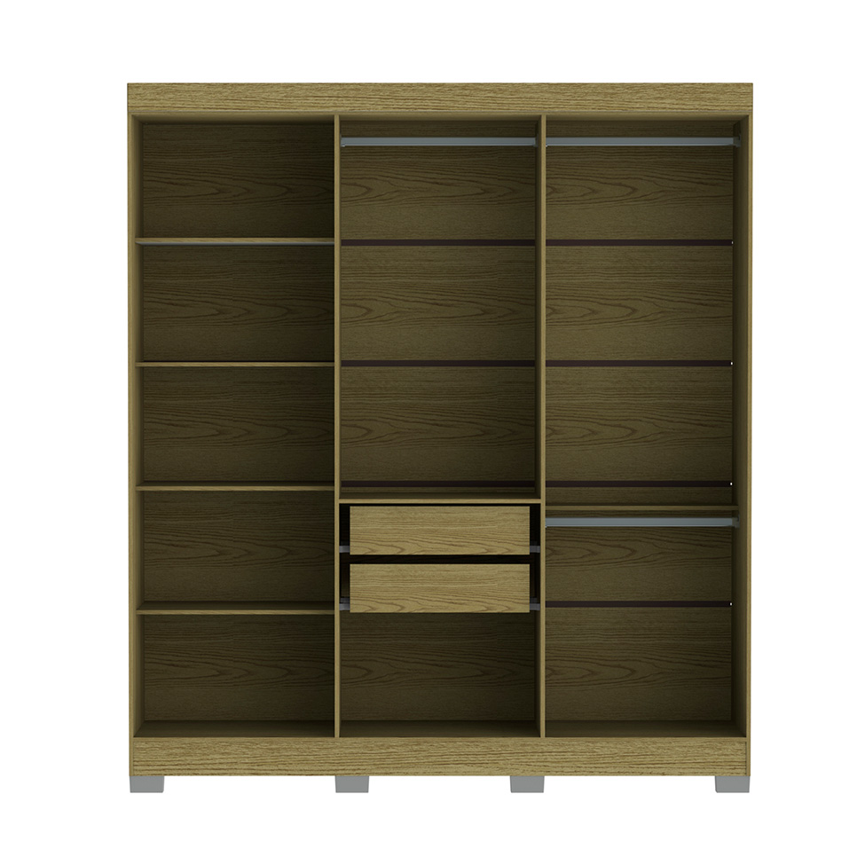 Guarda-Roupa Casal York 6 Portas 2 Gavetas Off White e Freijó