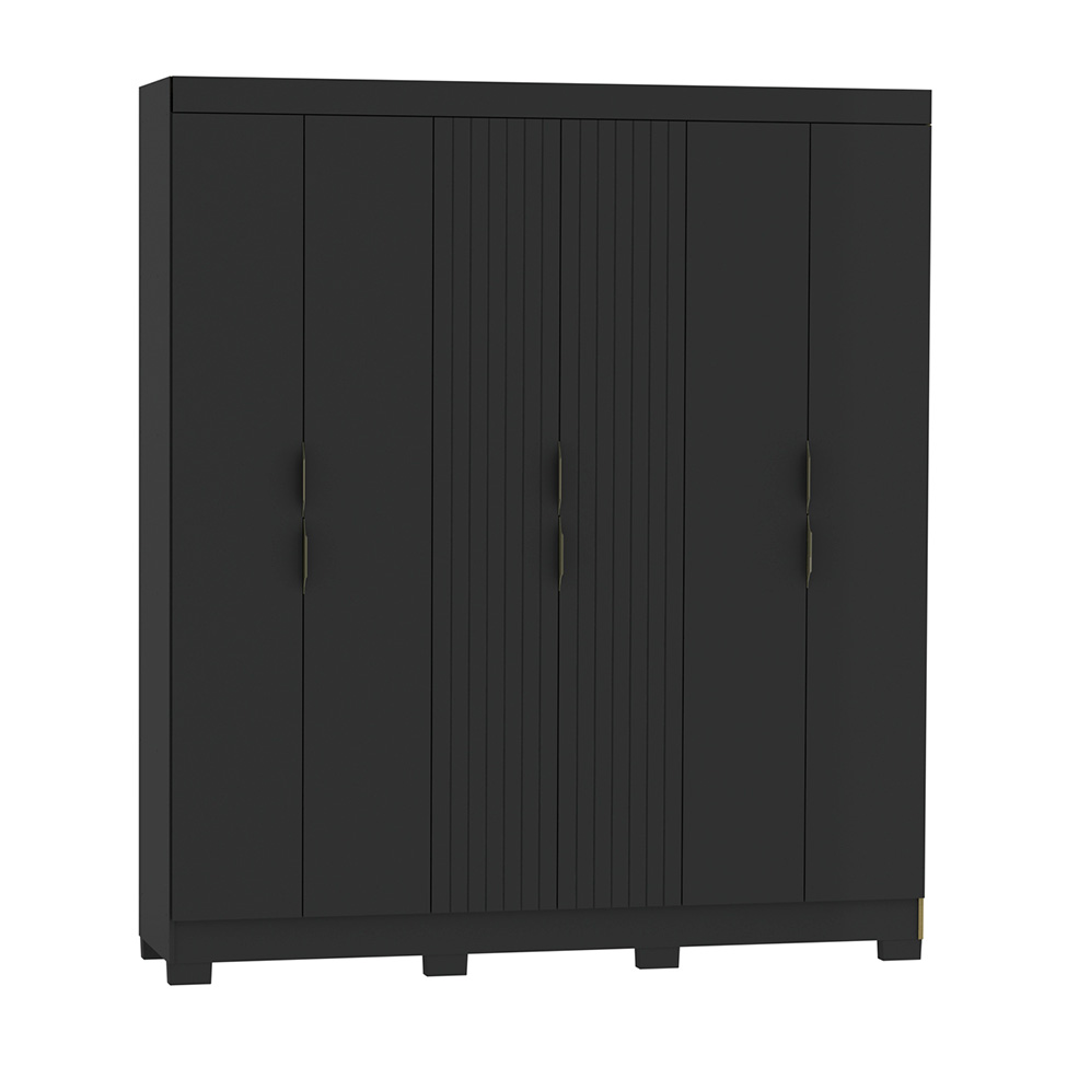 Guarda-Roupa Casal York 6 Portas 2 Gavetas Preto