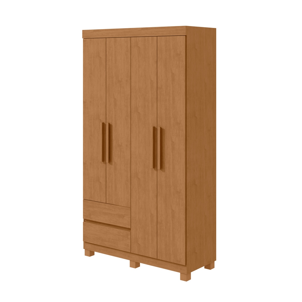 Guarda-Roupa Casal Zeus com Pés 4 Portas 2 Gavetas Amêndoa