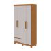 Guarda-Roupa Casal Zeus com Pés 4 Portas 2 Gavetas Off White e Amêndoa