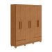 Guarda-Roupa Casal Zeus com Pés 6 Portas 4 Gavetas Amêndoa