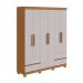 Guarda-Roupa Casal Zeus com Pés 6 Portas 4 Gavetas Off White e Amêndoa