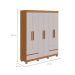 Guarda-Roupa Casal Zeus com Pés 6 Portas 4 Gavetas Off White e Amêndoa