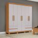 Guarda-Roupa Casal Zeus com Pés 6 Portas 4 Gavetas Off White e Amêndoa