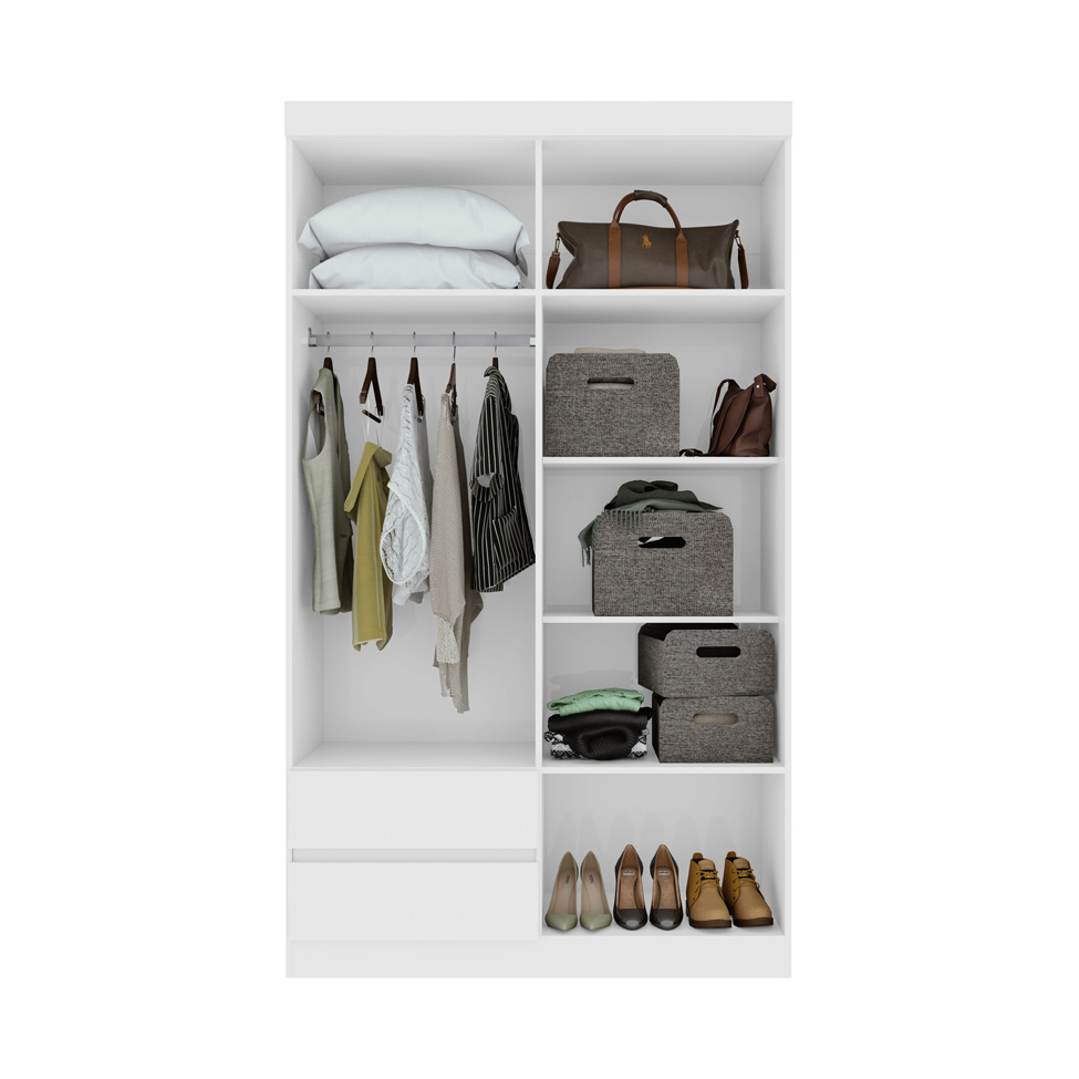 Guarda-Roupa Casal Zeus sem Pés 4 Portas 2 Gavetas Branco