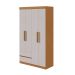 Guarda-Roupa Casal Zeus sem Pés 4 Portas 2 Gavetas Off White e Amêndoa