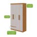 Guarda-Roupa Casal Zeus sem Pés 4 Portas 2 Gavetas Off White e Amêndoa