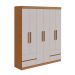 Guarda-Roupa Casal Zeus sem Pés 6 Portas 4 Gavetas Off White e Amêndoa