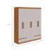 Guarda-Roupa Casal Zeus sem Pés 6 Portas 4 Gavetas Off White e Amêndoa