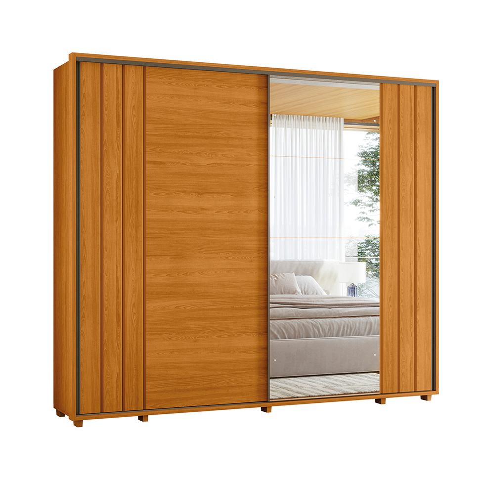Guarda-Roupa Casal com 1 Espelho Dali 2 Portas 8 Gavetas Cinamomo