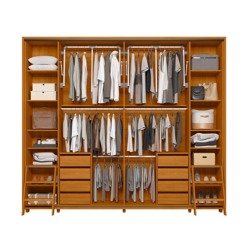 Guarda-Roupa Casal com 1 Espelho Dali 2 Portas 8 Gavetas Cinamomo