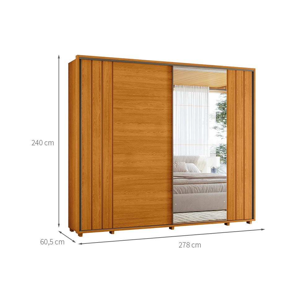 Guarda-Roupa Casal com 1 Espelho Dali 2 Portas 8 Gavetas Cinamomo