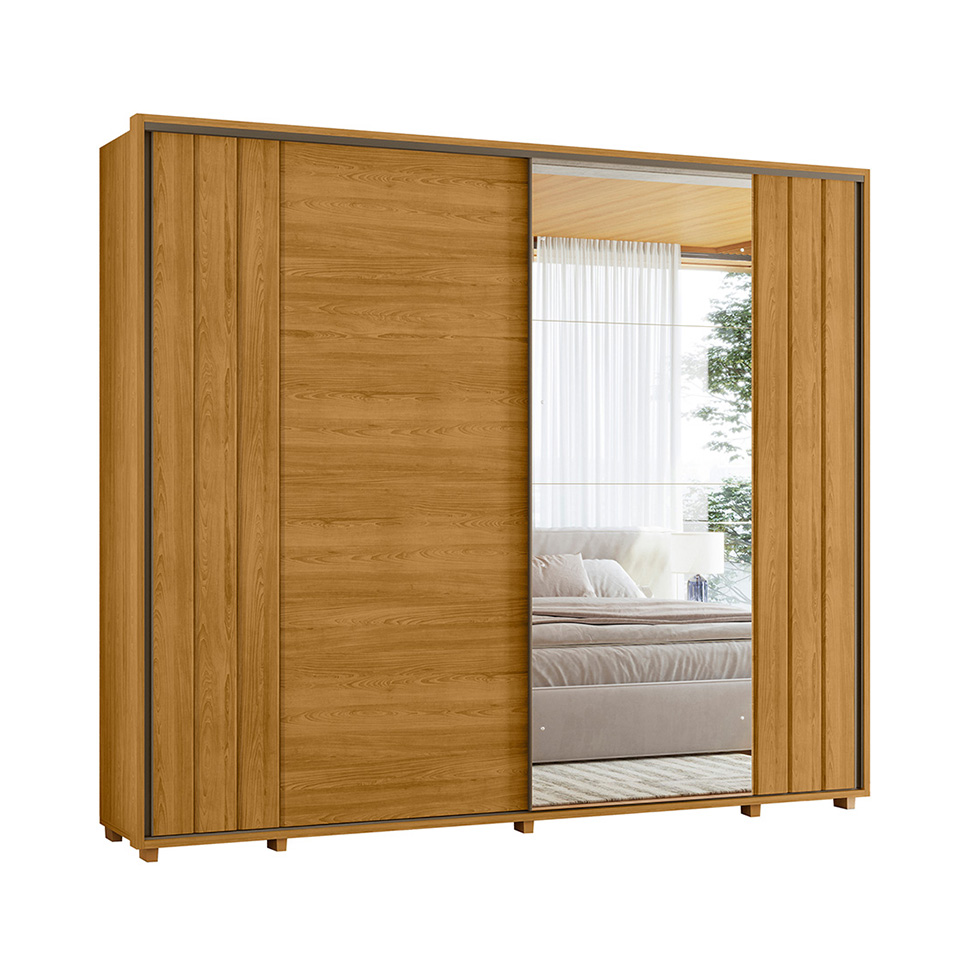 Guarda-Roupa Casal com 1 Espelho Dali 2 Portas 8 Gavetas Cumaru