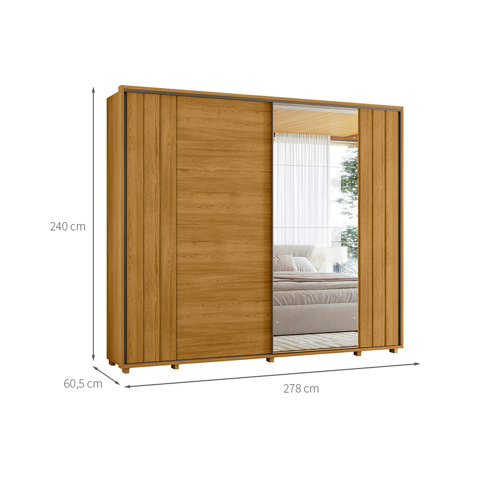Guarda-Roupa Casal com 1 Espelho Dali 2 Portas 8 Gavetas Cumaru