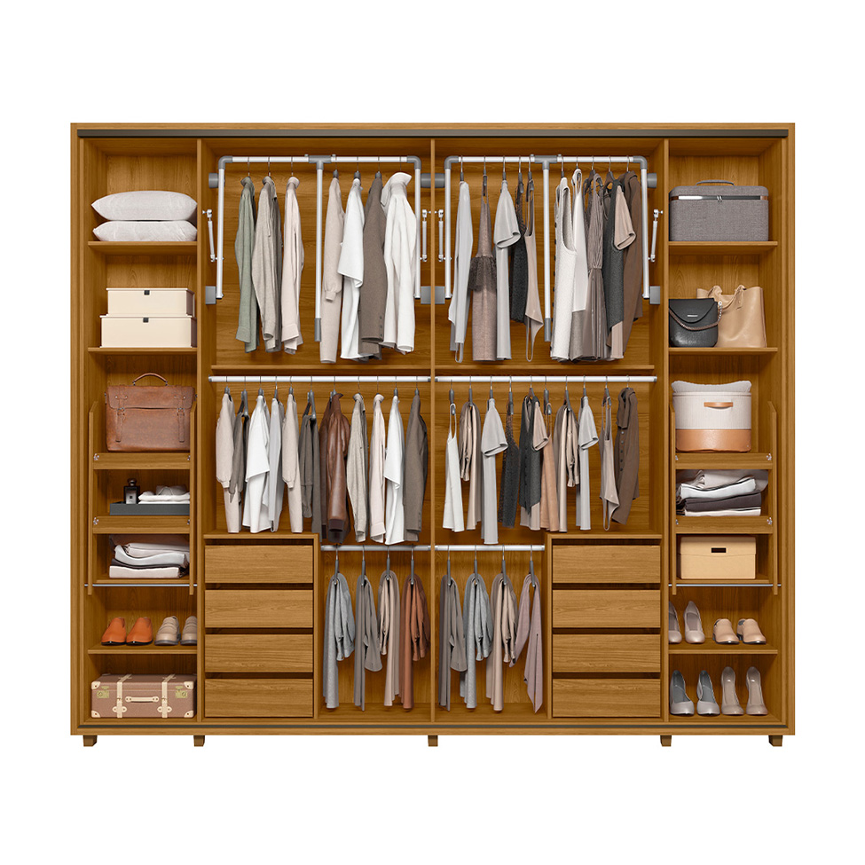Guarda-Roupa Casal com 1 Espelho Dali 2 Portas 8 Gavetas Cumaru e Opala