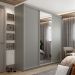 Guarda-Roupa Casal com 1 Espelho Geneve 3 PT 4 GV Cinza