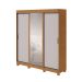 Guarda-Roupa Casal com 1 Espelho Saion com Pés 3 Portas 3 Gavetas Amêndoa e Off White