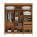 Guarda-Roupa Casal com 1 Espelho Saion com Pés 3 Portas 3 Gavetas Amêndoa e Off White