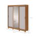 Guarda-Roupa Casal com 1 Espelho Saion com Pés 3 Portas 3 Gavetas Amêndoa e Off White