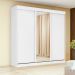 Guarda-Roupa Casal com 1 Espelho Saion sem Pés 3 Portas 3 Gavetas Branco