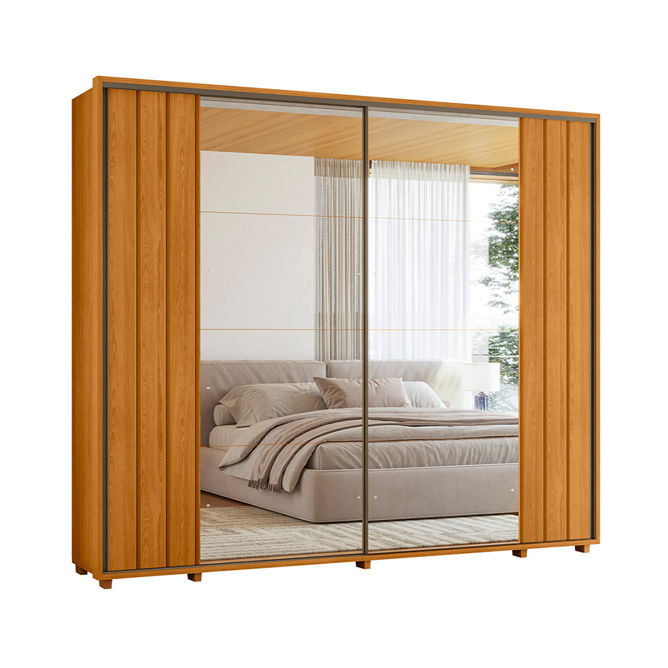 Guarda-Roupa Casal com 2 Espelhos Dali 2 Portas 8 Gavetas Cinamomo