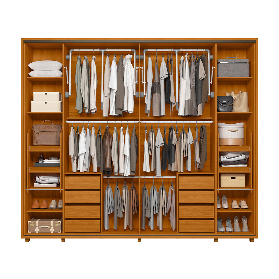 Guarda-Roupa Casal com 2 Espelhos Dali 2 Portas 8 Gavetas Cinamomo