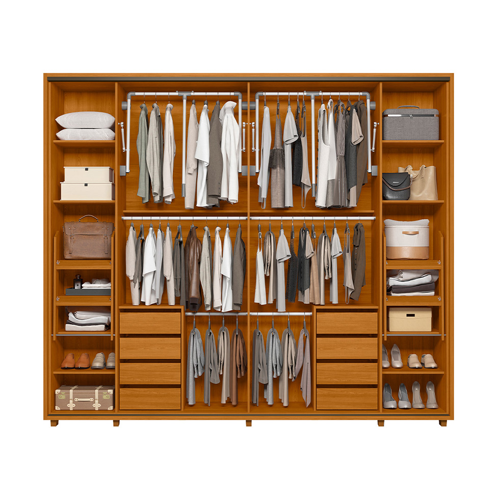 Guarda-Roupa Casal com 2 Espelhos Dali 2 Portas 8 Gavetas Cinamomo e Off White