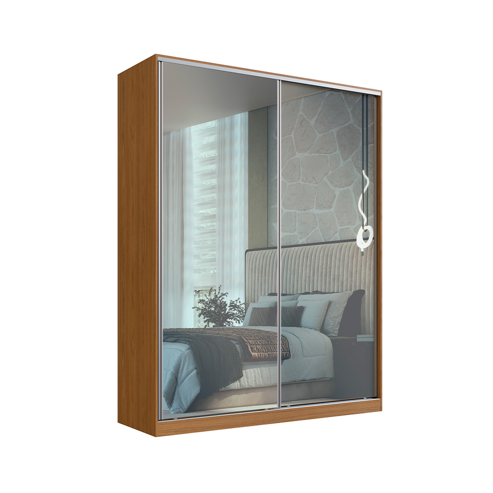 Guarda-Roupa Casal com 2 Espelhos Gioh 2 Portas 3 Gavetas Freijó