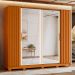 Guarda-Roupa Casal com 2 Espelhos Jacarandá Flex 4 Portas 4 Gavetas Cinamomo e Off White