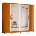 Guarda-Roupa Casal com 2 Espelhos Jacarandá Flex 4 Portas 4 Gavetas Cinamomo e Off White