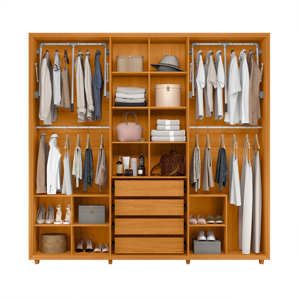 Guarda-Roupa Casal com 2 Espelhos Miro 6 Portas 4 Gavetas Cinamomo